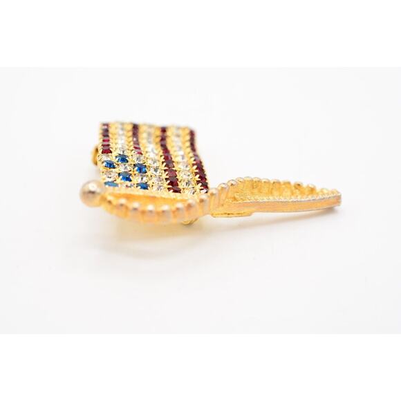 Rafaelia Vintage Pin Brooch American Flag USA Gold Tone Signed 1980s BinAH - Picture 7 of 12